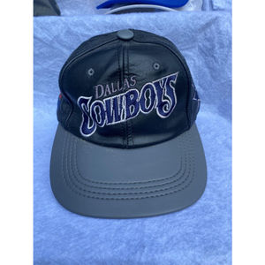 Vintage Unisex Dallas Cowboys Baseball Cap Black Navy Leather One Size Fits All
